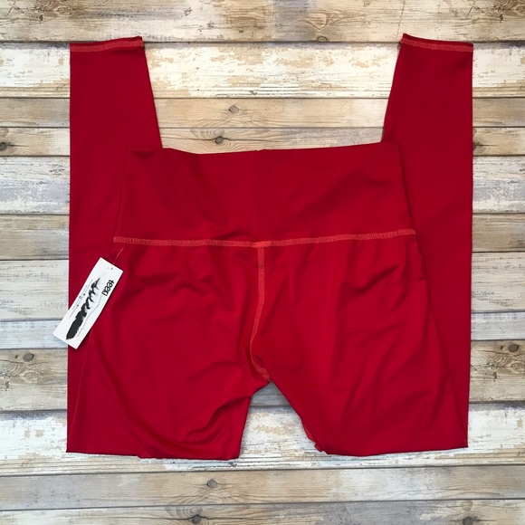 Teeki Hot Pant Red Yoga Leggings Women’s Large - Picture 9 of 12